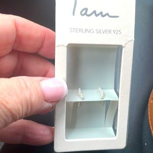 Iam Sterling Silver Earrings with Pearl style gems